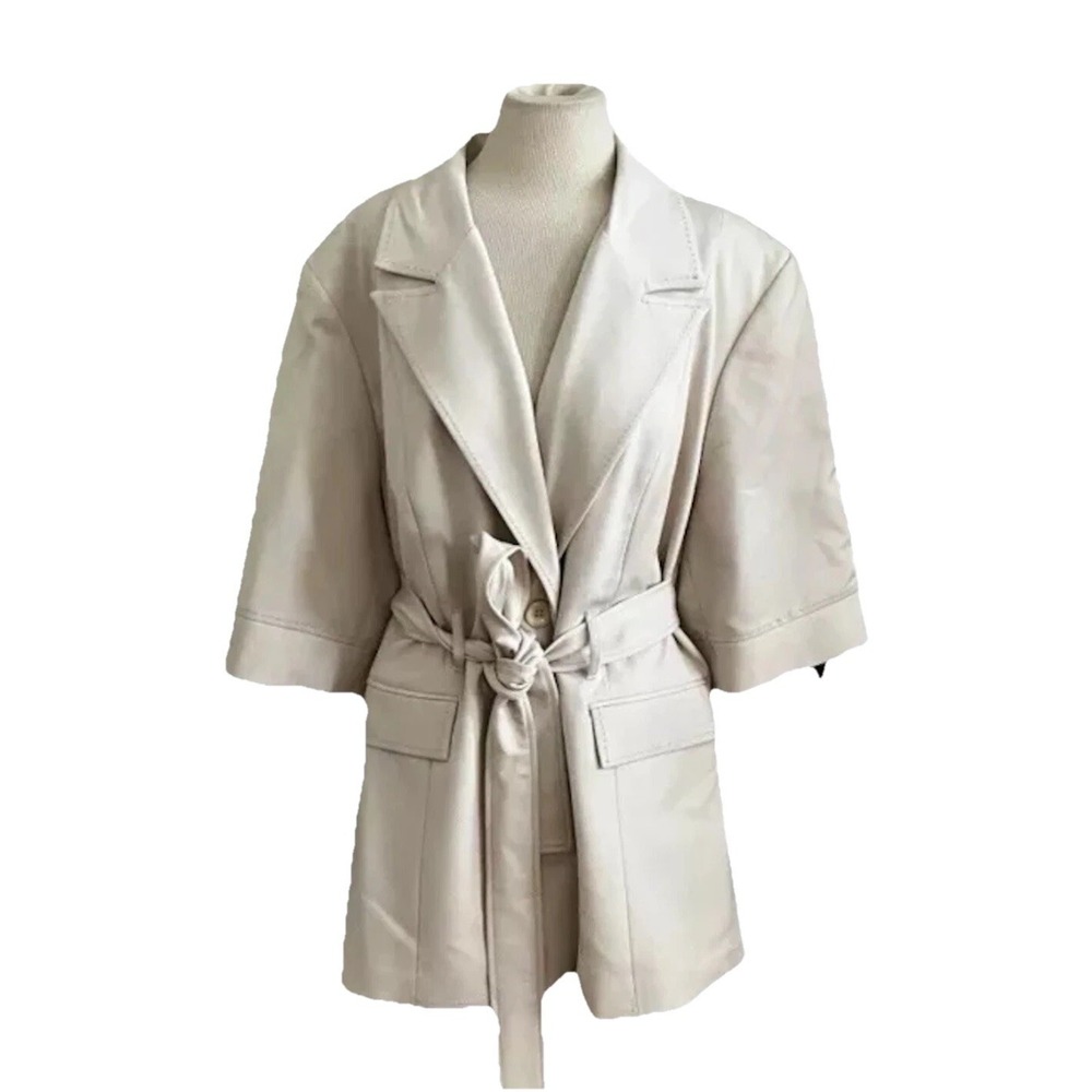 Catherine's‎ Added Dimensions Jacket Cream Sz 2X TIE Buttons Coat